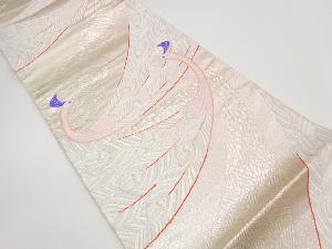 孔雀模様織り出し　袋帯